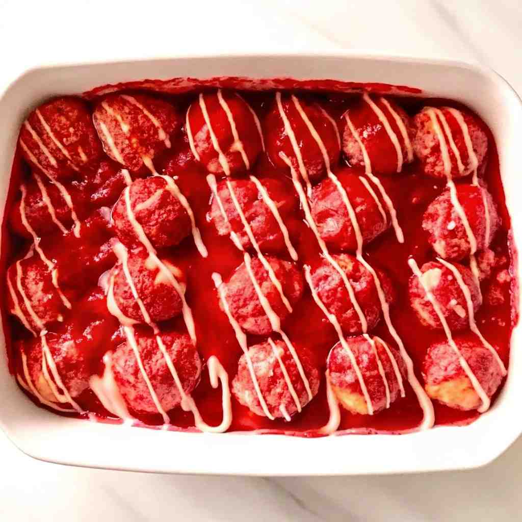 2-Ingredient Cherry Cobbler - tender with a light drizzle of sweet glaze