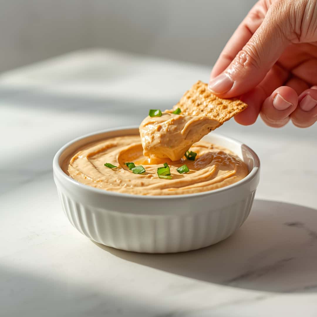 5-Minute Million-Dollar Dip - crispy golden exterior with warm flavorful filling with toasted sesame seeds and dipping bowl