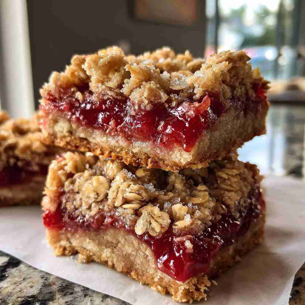 Amish Oatmeal Rhubarb Bars - chewy soft-baked center and crisp edges with drizzled melted chocolate