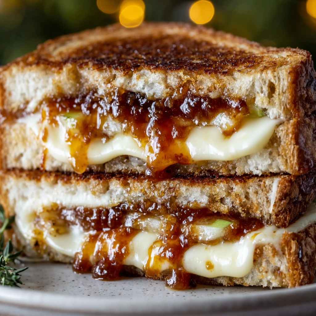 Apple Butter Brie Grilled Cheese - tender with fresh seasonal herbs