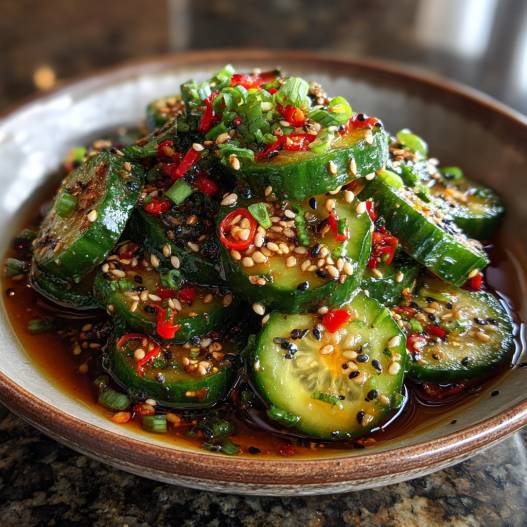 Asian Sesame Cucumber Salad - colorful crunchy medley with radiant fresh textures with shaved radishes and fresh herbs
