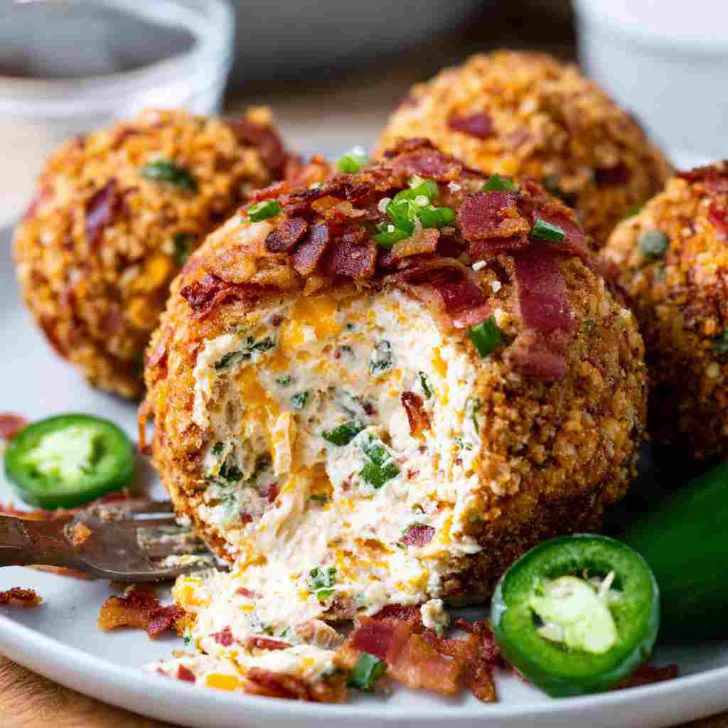Bacon Jalapeño Popper Cheese Balls - tender slow-cooked meat with deep savory glaze with fresh parsley and cracked peppercorns