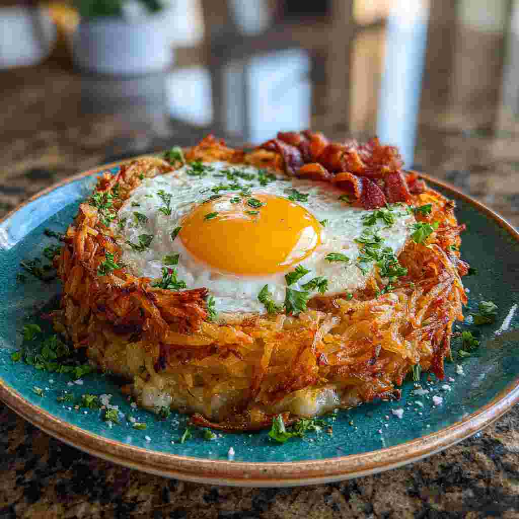 Baked Eggs Napoleon Recipe - homemade dish showcasing wholesome fresh ingredients with microgreens and lemon zest