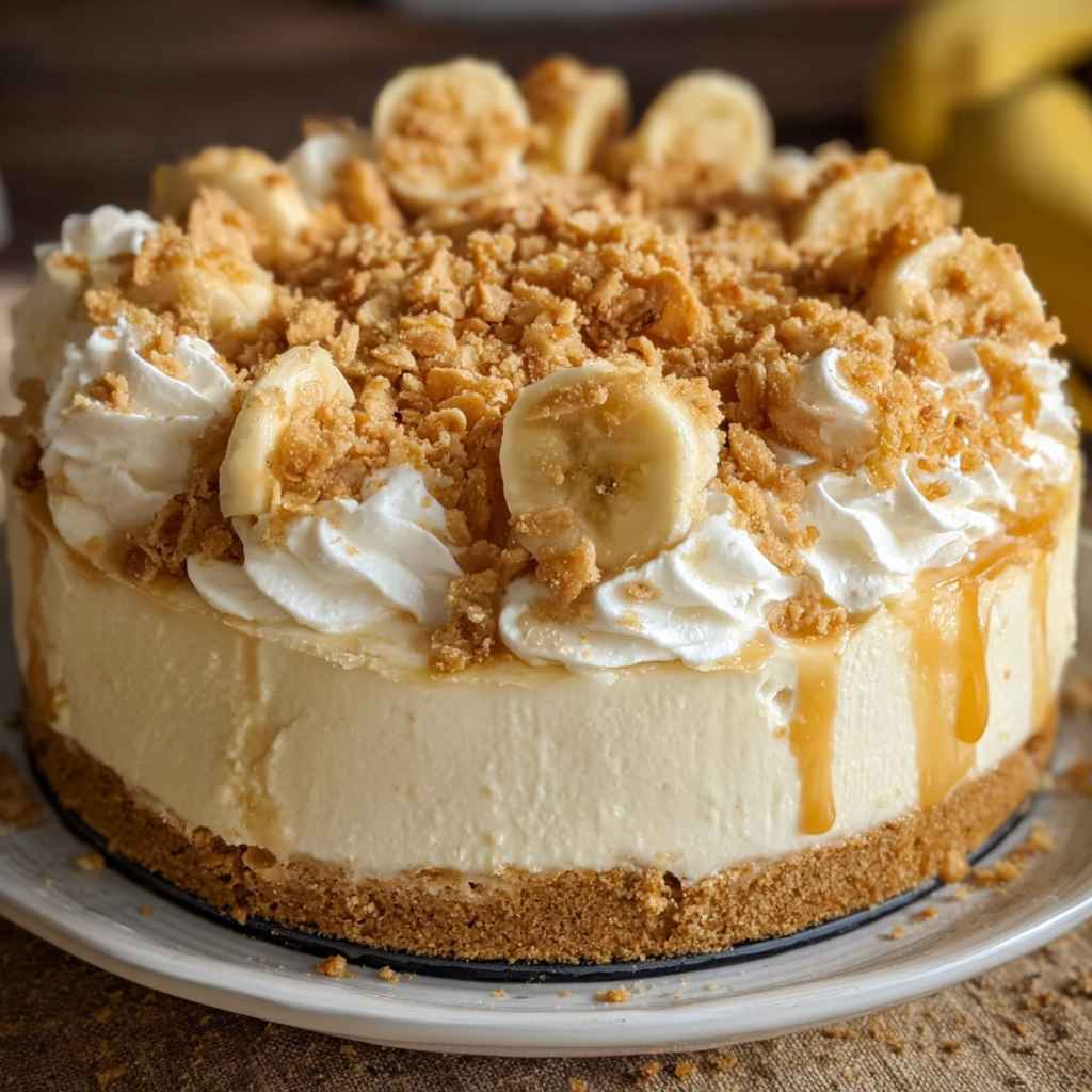 Banana Pudding Crunch Cheesecake - tender with a light drizzle of sweet glaze