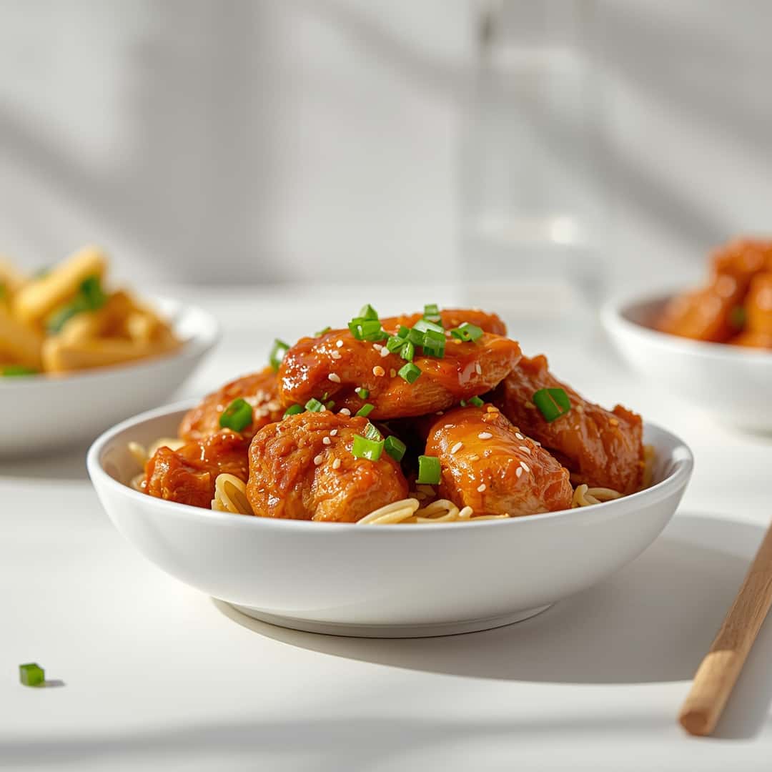 Bang Bang Chicken - succulent simmered chicken smothered in rich pan sauce with fresh rosemary sprigs and pan drippings