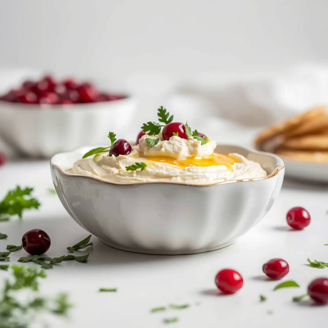 Best Cranberry Whipped Feta Dip - effervescent bubbling finish over clear ice cubes with a delicate sugared rim and berry skewer