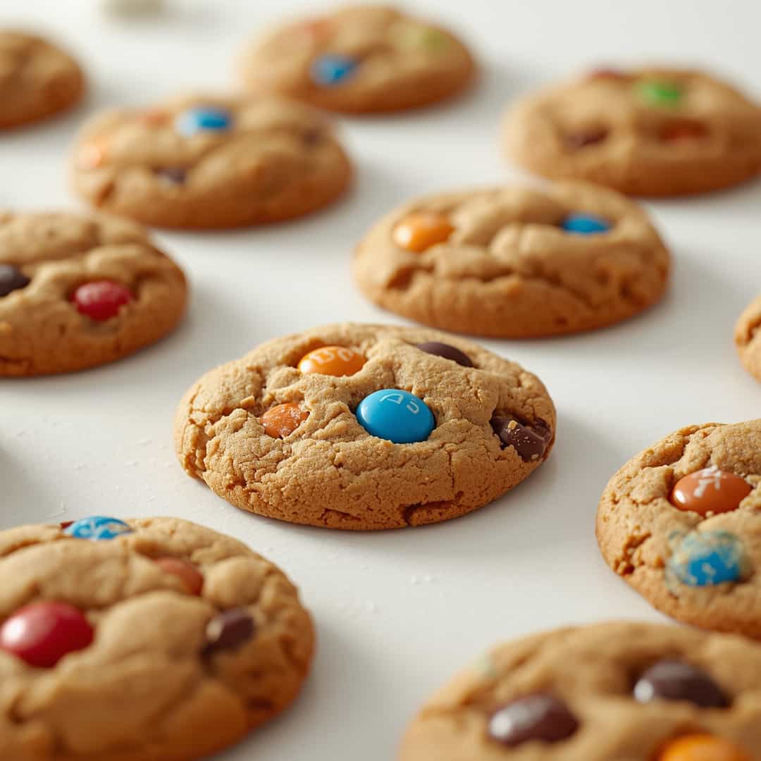 BEST M&M Cookies - chewy soft-baked center and crisp edges with drizzled melted chocolate
