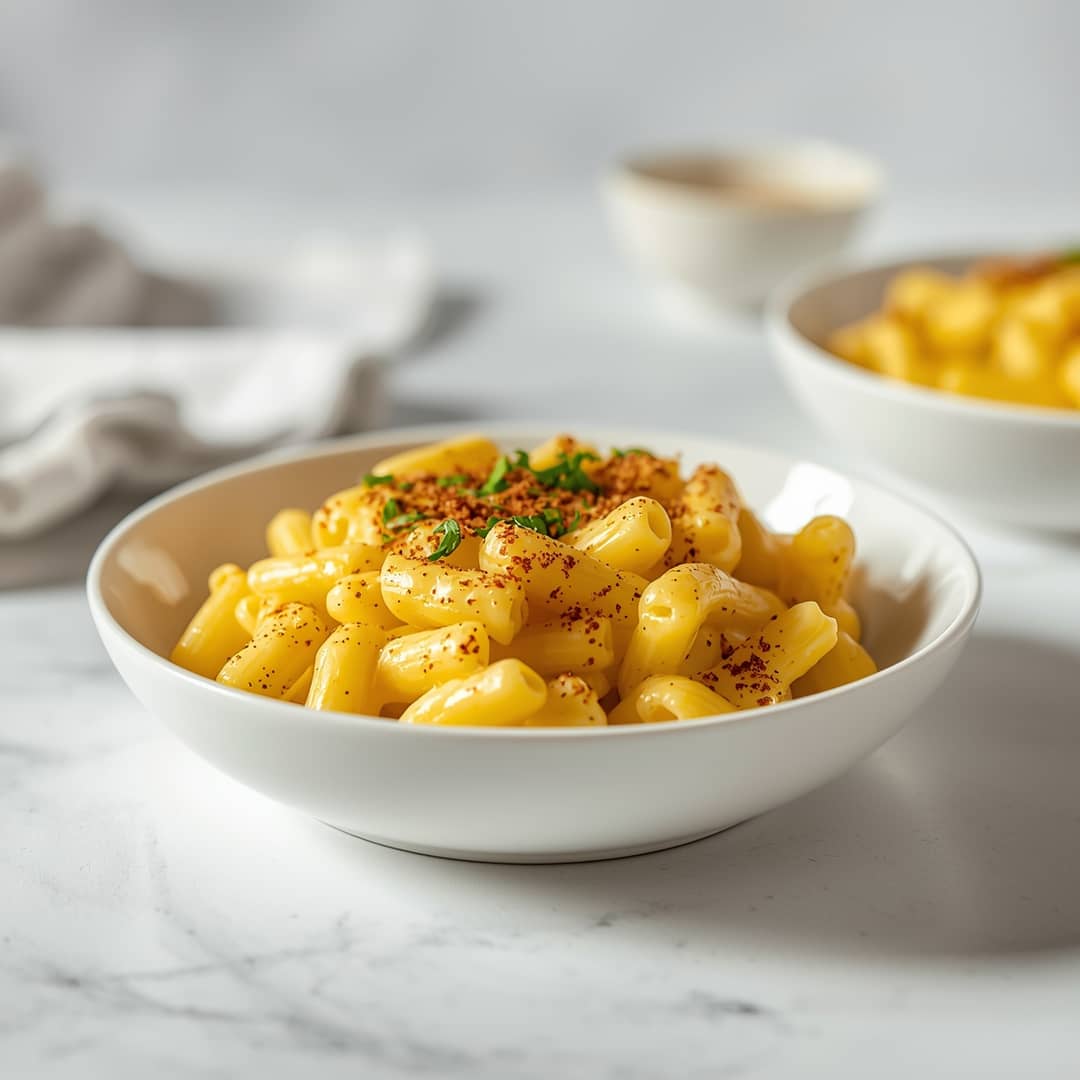 Best Tinis Macaroni and Cheese - homemade dish showcasing wholesome fresh ingredients with microgreens and lemon zest