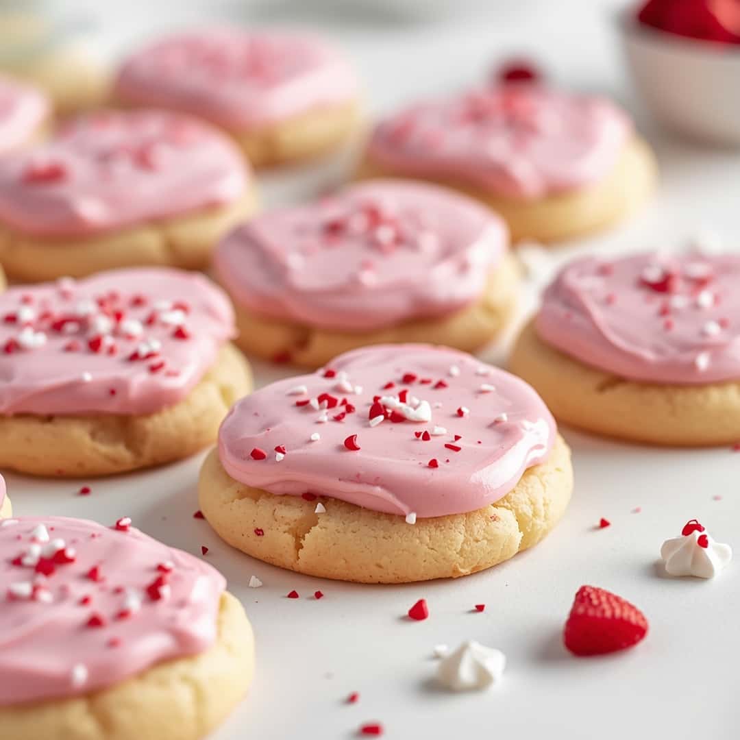 Best Valentine's Day Frosted Sugar Cookies - chewy soft-baked center and crisp edges with drizzled melted chocolate