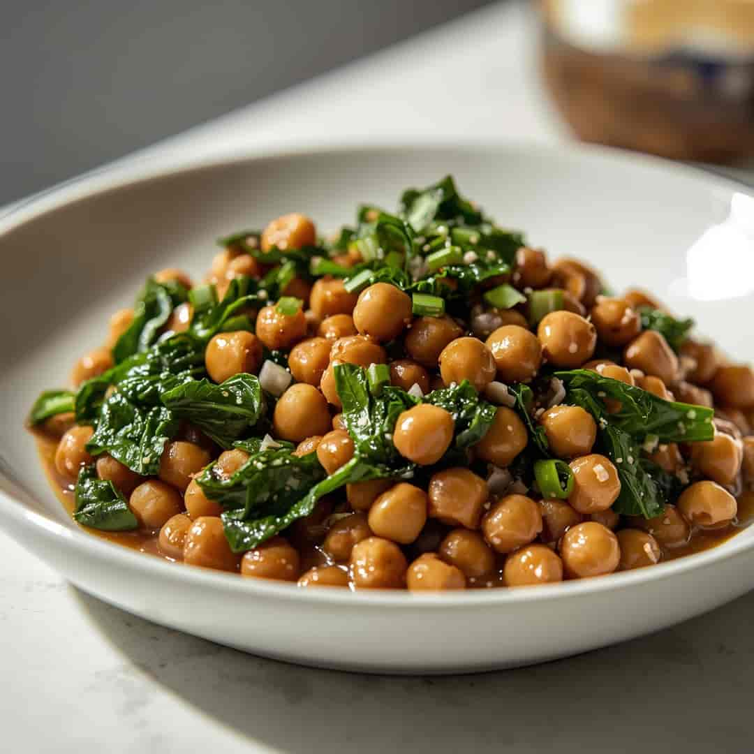 Black eyed pea kale stir fry - smooth creamy dipping consistency with baked bubbly top with chopped parsley and grated cheese