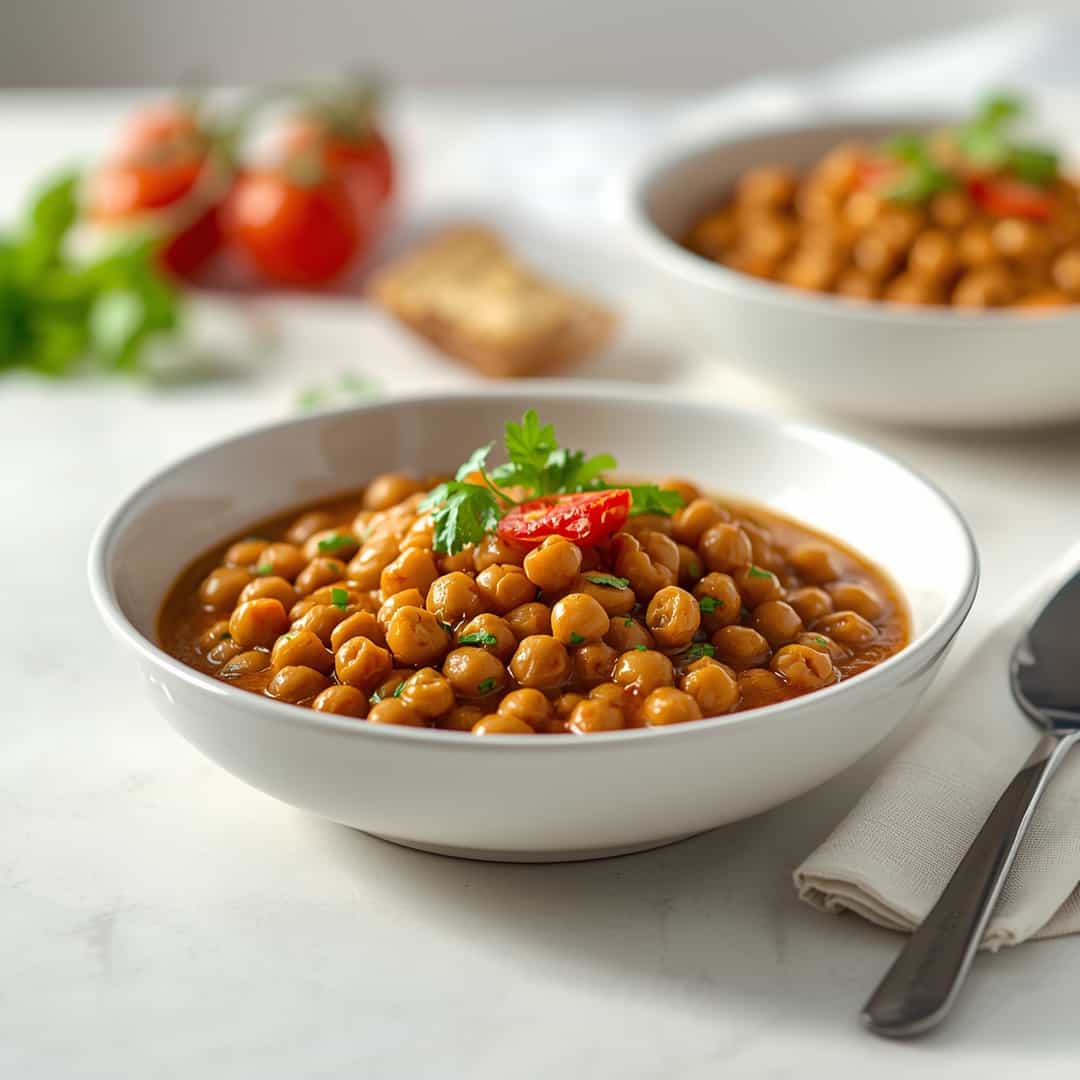 Black eyed peas curry - beautifully cooked texture with balanced colors and appetizing finish with cracked black pepper and olive oil