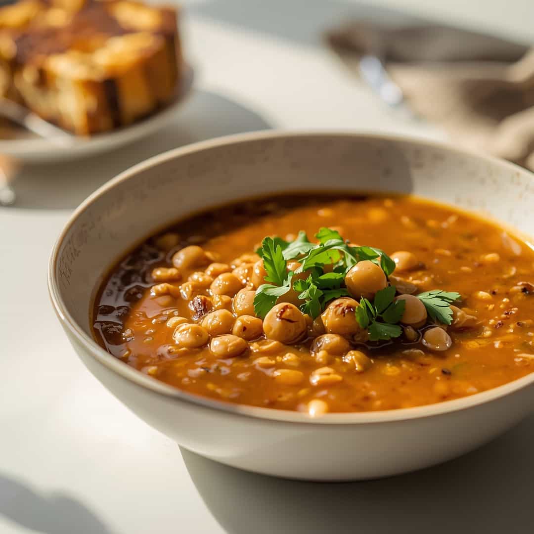 Cajun black eyed pea soup - thick with thinly sliced fresh scallions