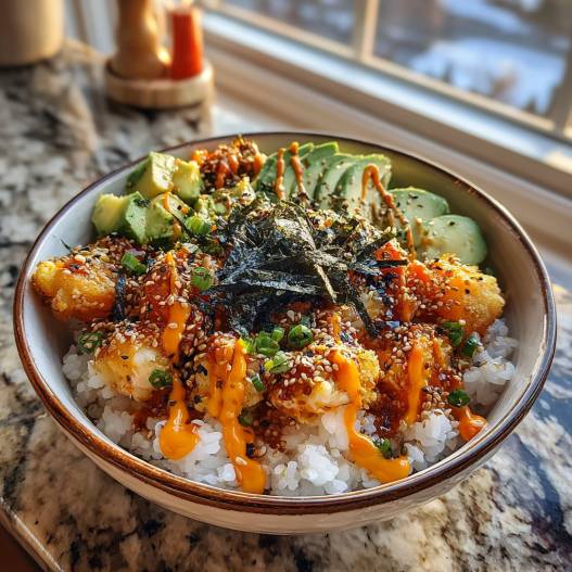 California Roll Sushi Bowls - delicate fresh leaves tossed with vibrant seasonal toppings with fresh cracked pepper and lemon wedges