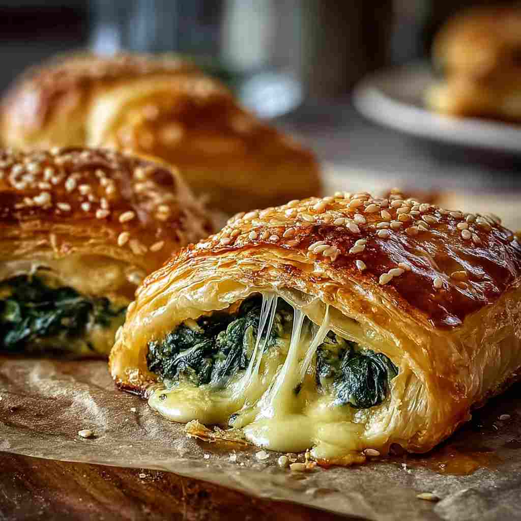 Cheese and Spinach Stuffed Pastry - tender with fresh seasonal herbs