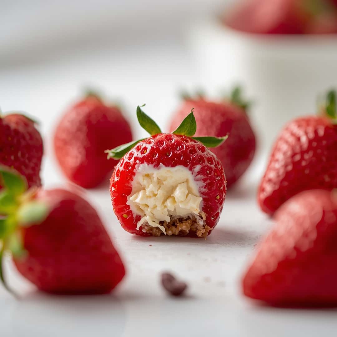 Cheesecake Stuffed Strawberries - tender with a light drizzle of sweet glaze
