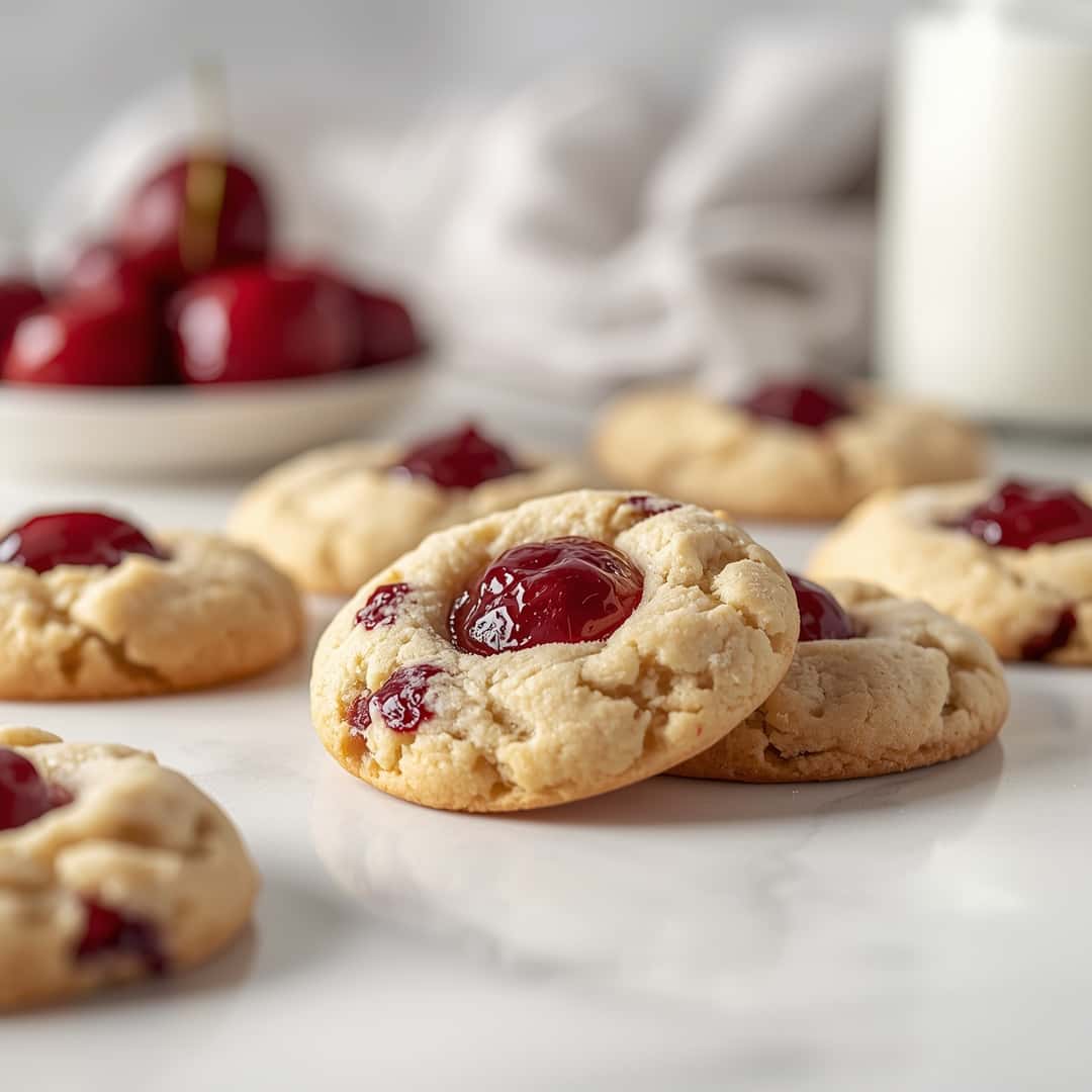 Cherry Almond Cookies - crackly top surface and decadent chocolate interior with flake sea salt crystals