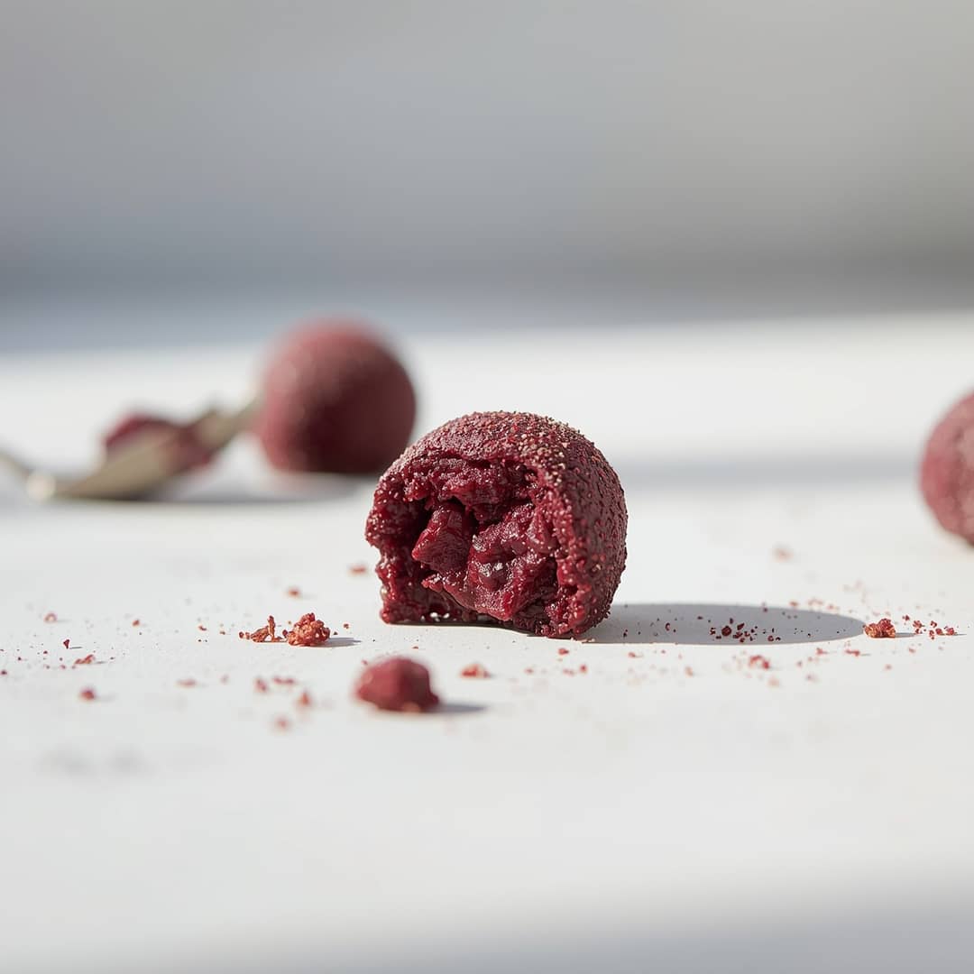 Cherry Mash Truffles - crackly top surface and decadent chocolate interior with flake sea salt crystals