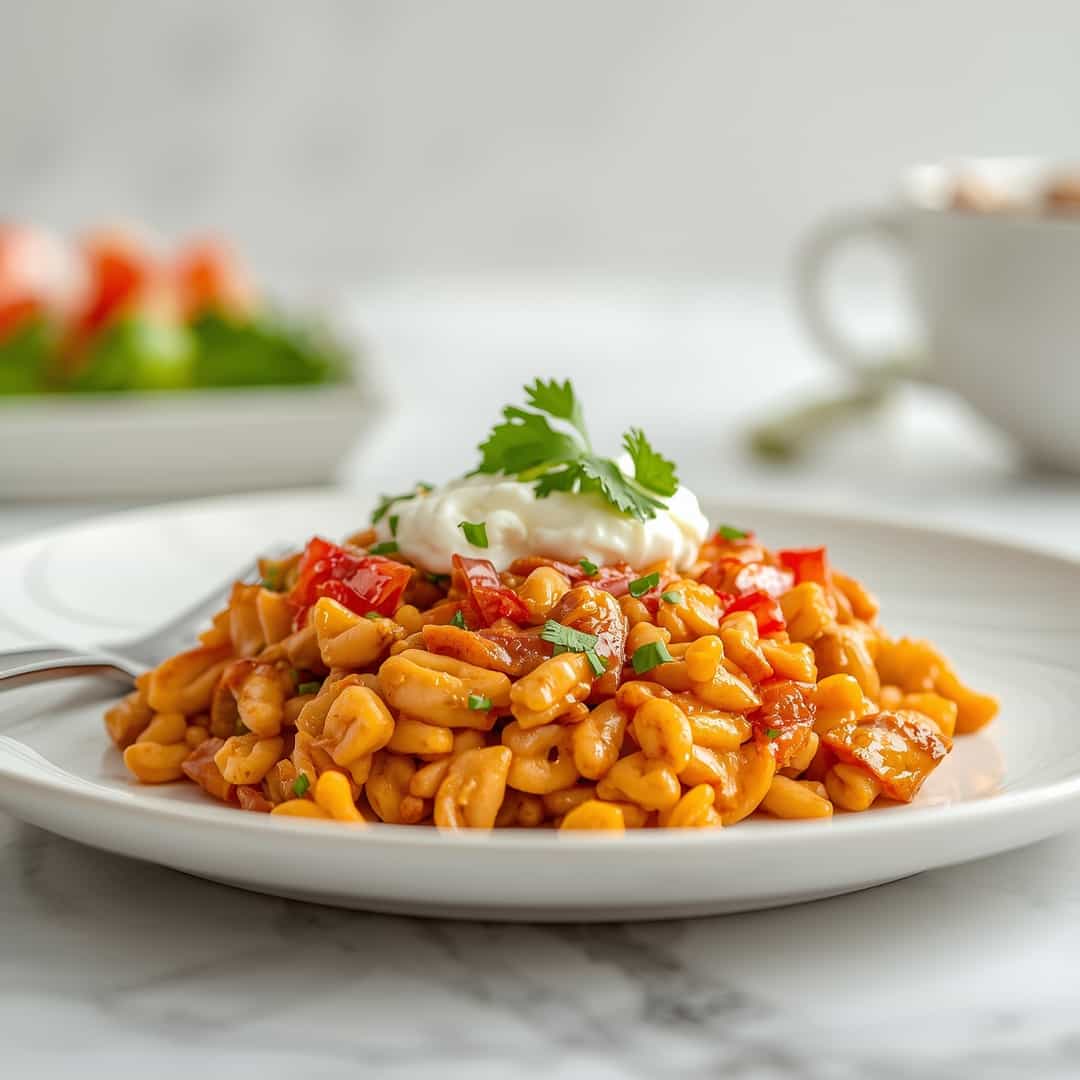 Chicken Enchilada Rice Casserole - succulent simmered chicken smothered in rich pan sauce with fresh rosemary sprigs and pan drippings