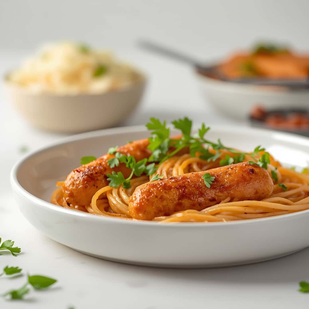 Chicken Sausage Ideas - tender with chopped chives and lemon slices