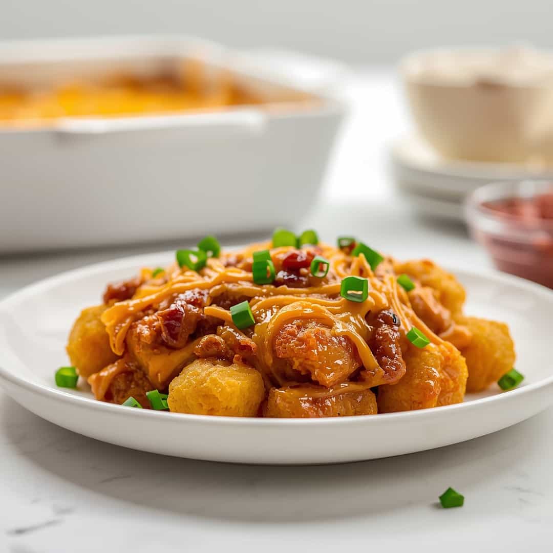 Chili Cheese Tater Tot Casserole - comforting homemade broth with tender vegetables with chopped fresh Italian parsley