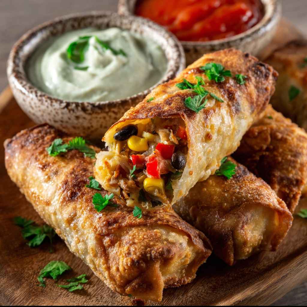 Chili's Southwest Eggrolls Recipe - thick with thinly sliced fresh scallions