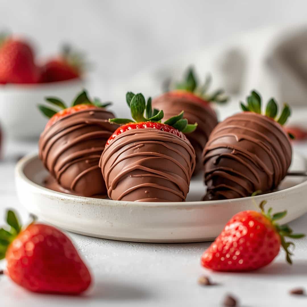 Chocolate Covered Cheesecake Strawberries - tender with a light drizzle of sweet glaze