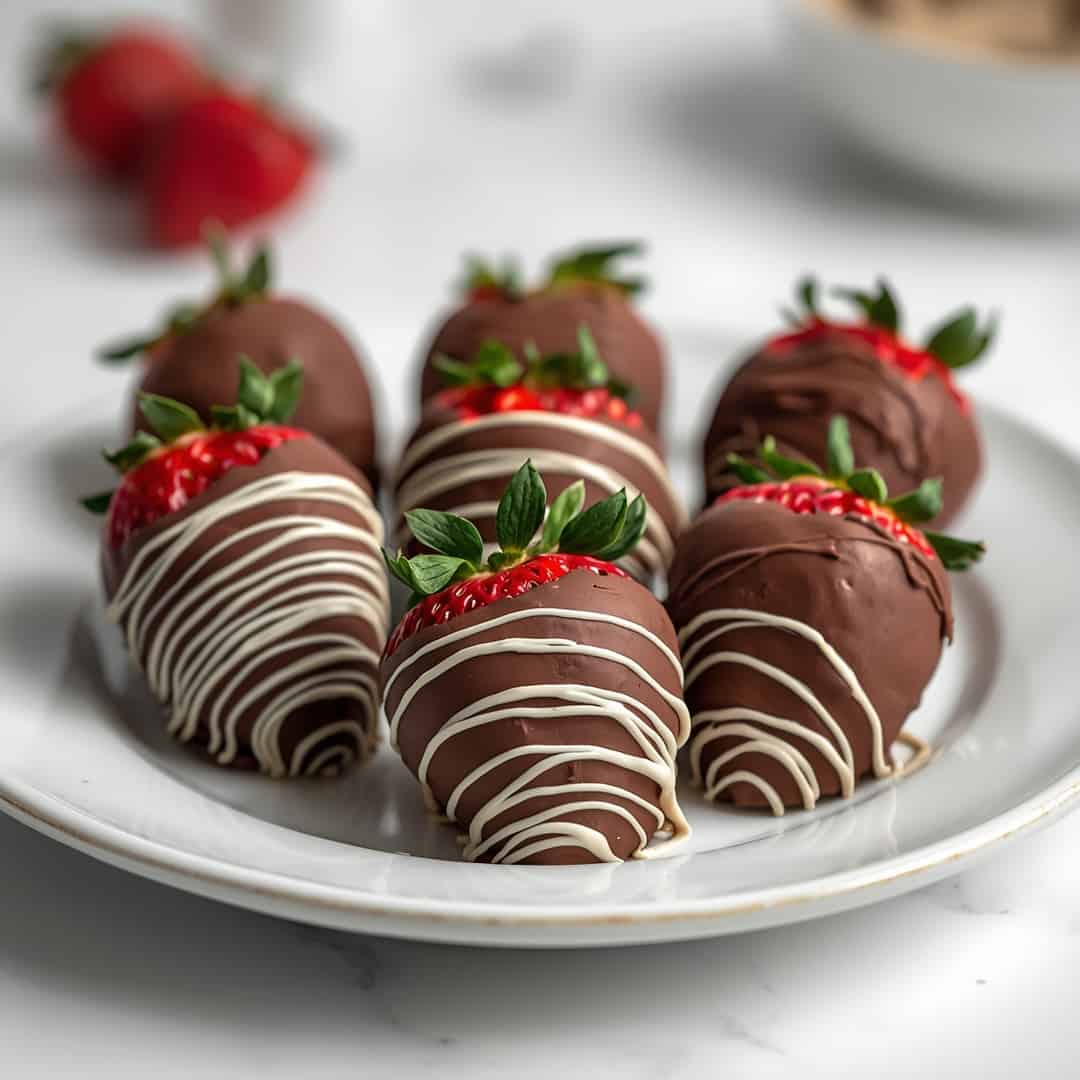 Chocolate Covered Strawberries - homemade dish showcasing wholesome fresh ingredients with microgreens and lemon zest