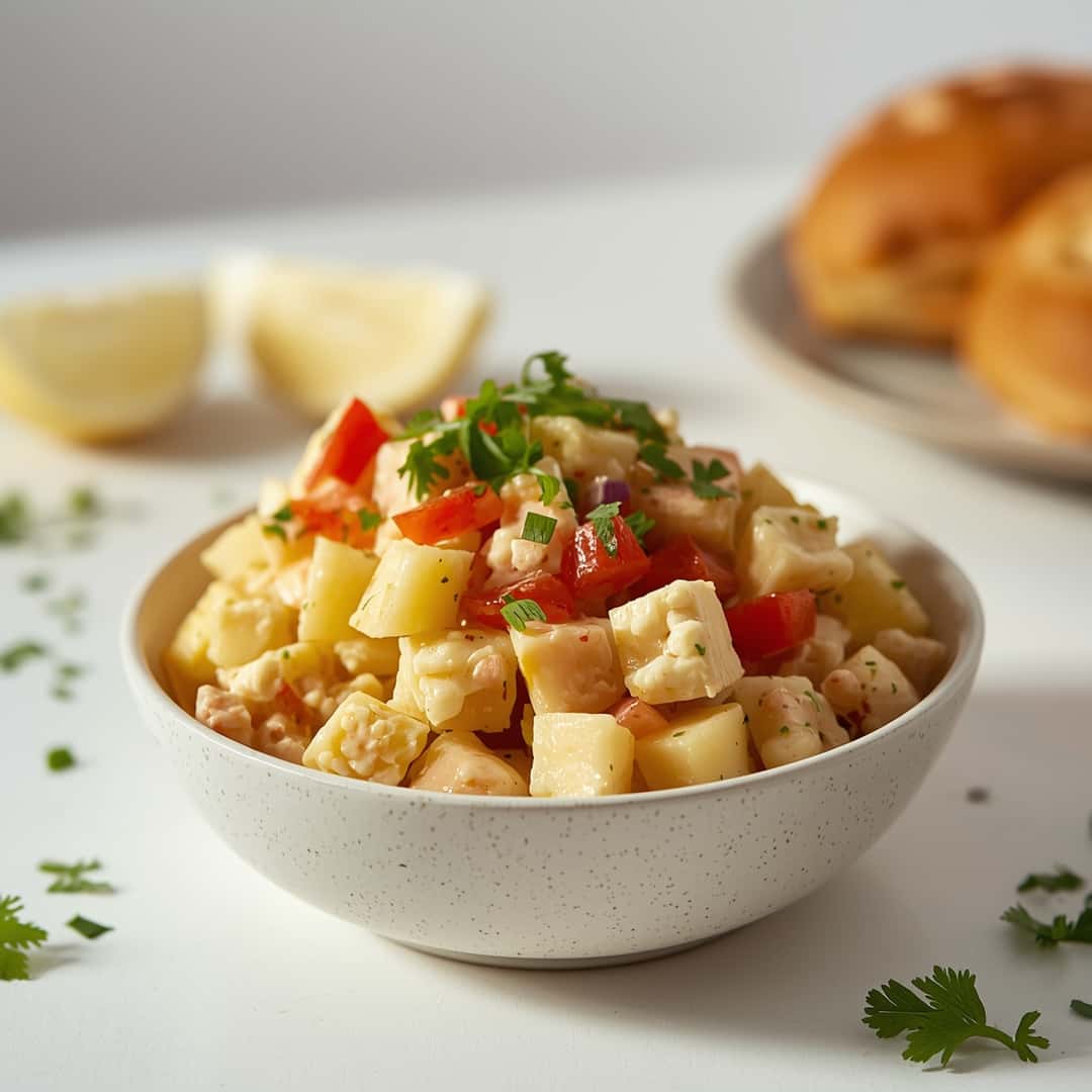 Classic Southern Potato Salad - colorful crunchy medley with radiant fresh textures with a light drizzle of vinaigrette