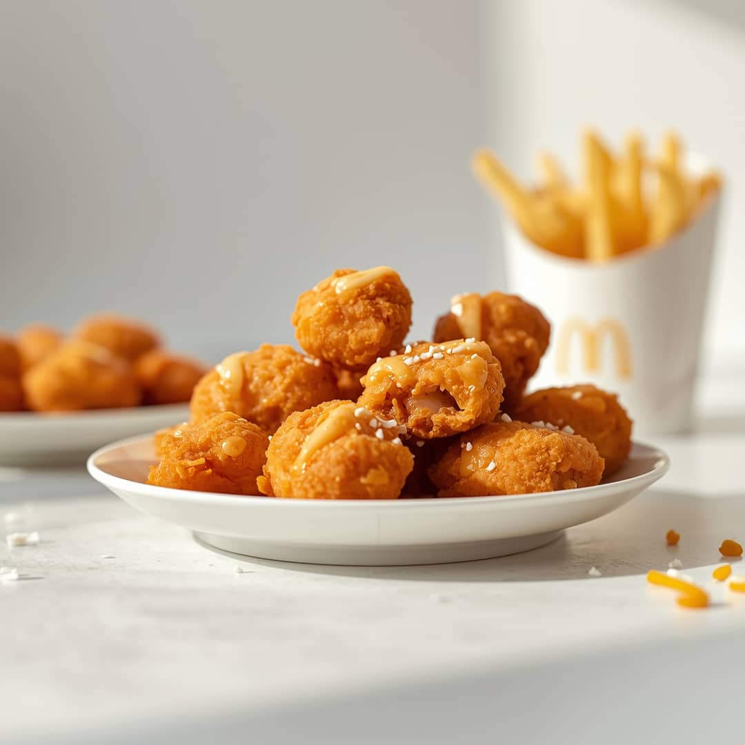 Copycat McDonalds Chicken McNuggets - tender with chopped chives and lemon slices