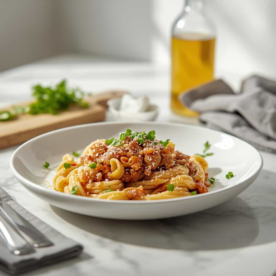 Cowboy Pasta Recipe - al dente pasta ribbons coated in a silky with cracked black pepper and olive oil drizzle