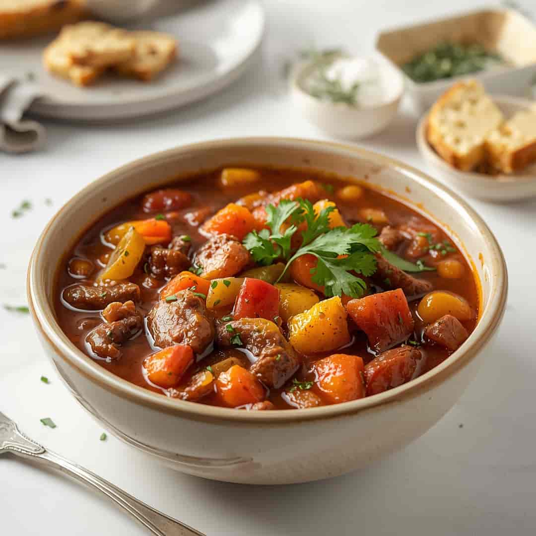 Cowboy Stew Recipe - thick with thinly sliced fresh scallions