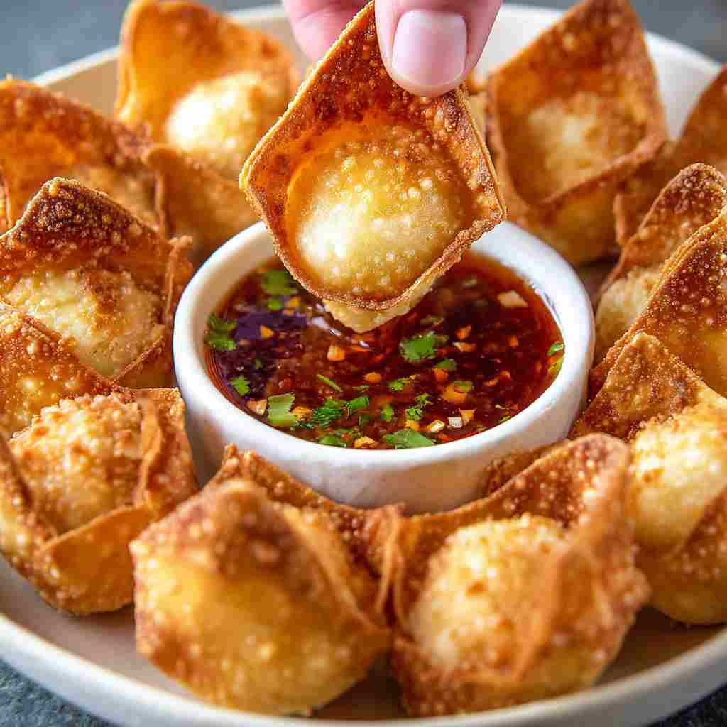Crab Rangoon Bombs Recipe - succulent pan-seared seafood with caramelized edges with fresh lemon wedges and chopped dill