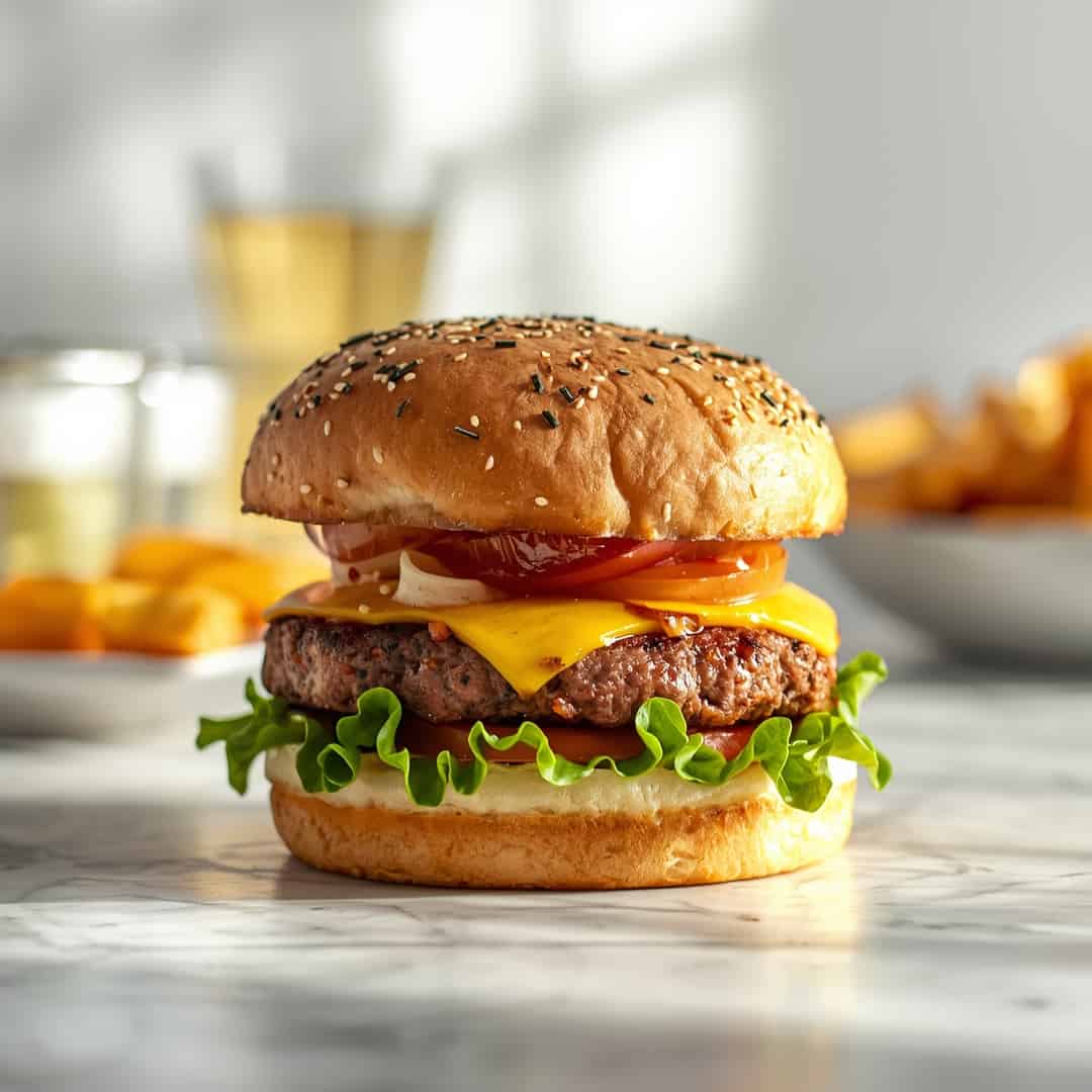 Crack Burgers Recipe - seared caramelized crust with juicy tender interior with chopped scallions and toasted sesame seeds