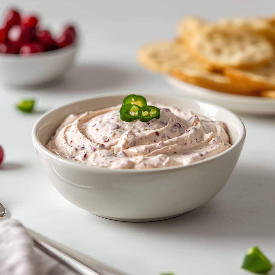 Cranberry Jalapeno Cream Cheese Dip - seasoned crunchy edges with vibrant dipping sauce with fresh cilantro leaves and sliced jalapeños
