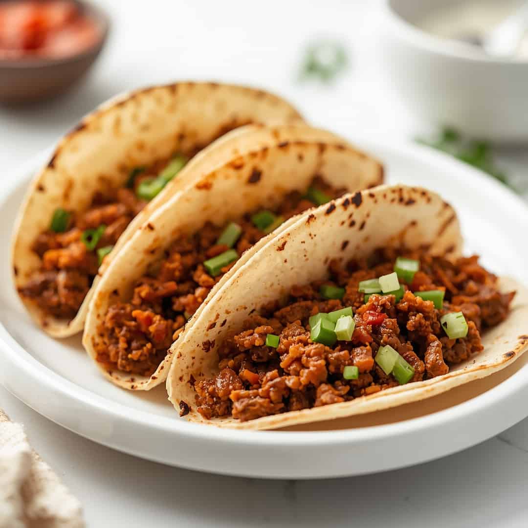 Crispy Baked Ground Beef Tacos - tender with a light drizzle of sweet glaze
