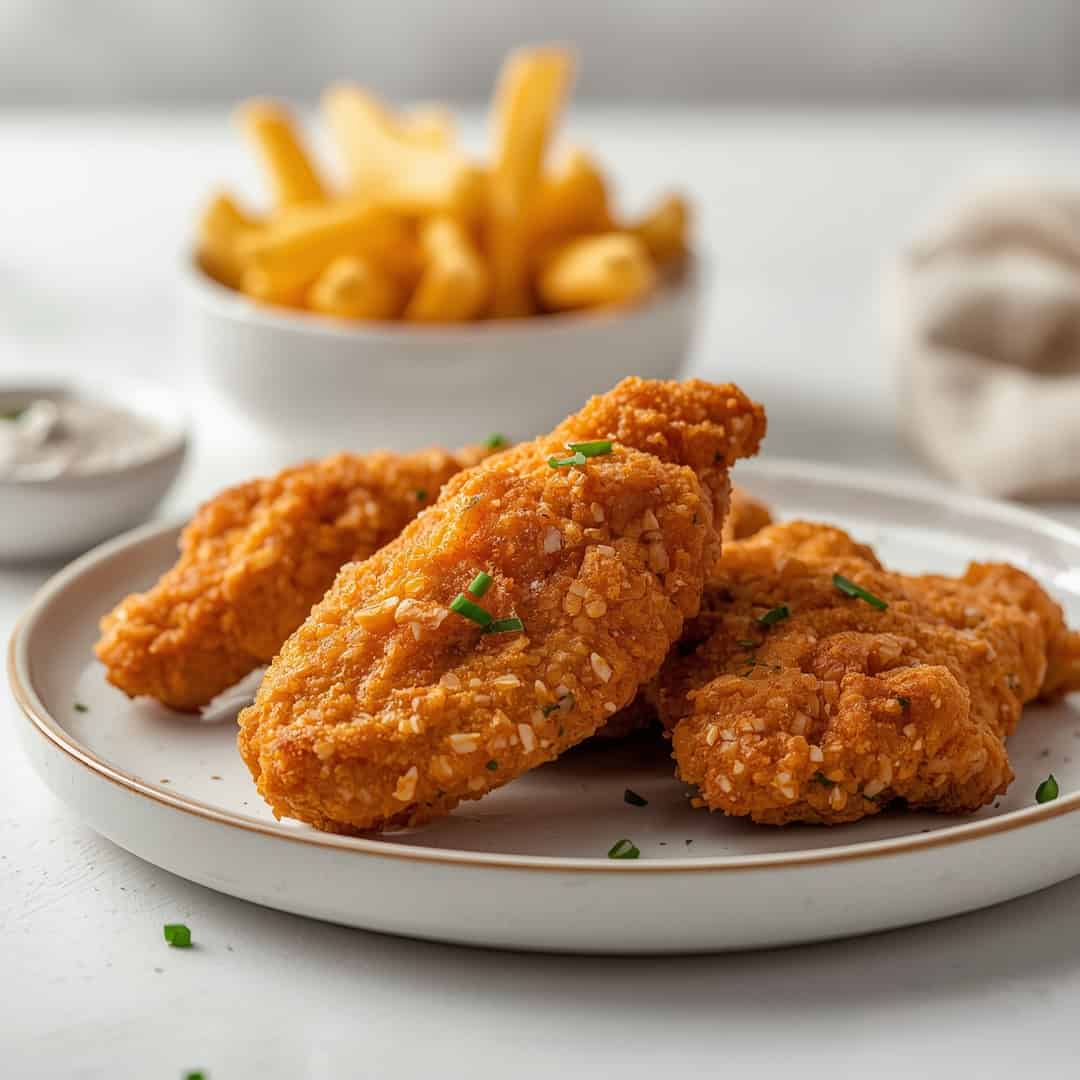 Crispy Homemade Baked Chicken Tenders - tender with a light drizzle of sweet glaze