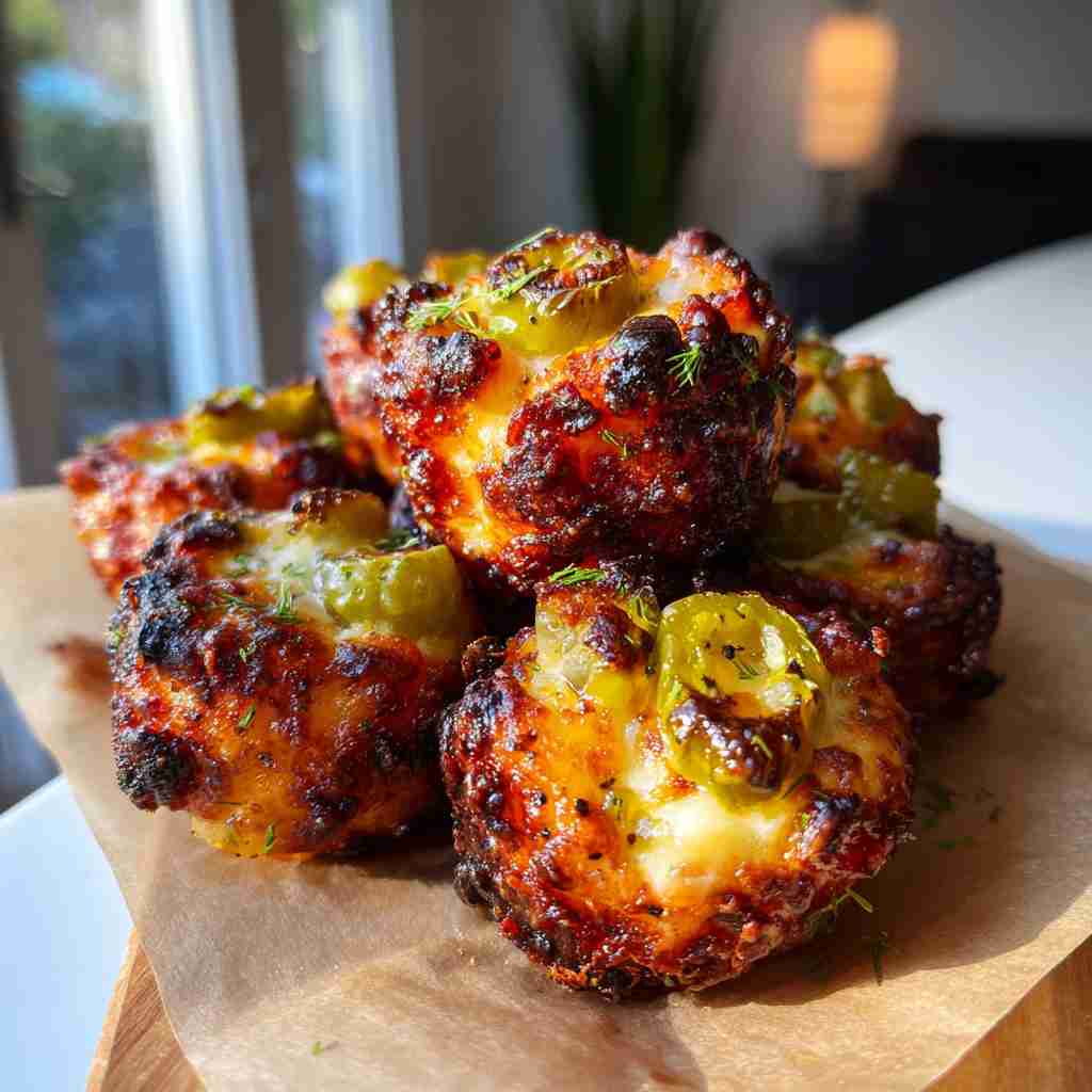 Crispy Pickle Cheese Bites - moist with a dollop of whipped topping