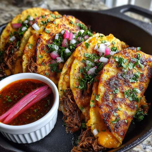 Crock Pot Birria Tacos - tender with fresh seasonal herbs