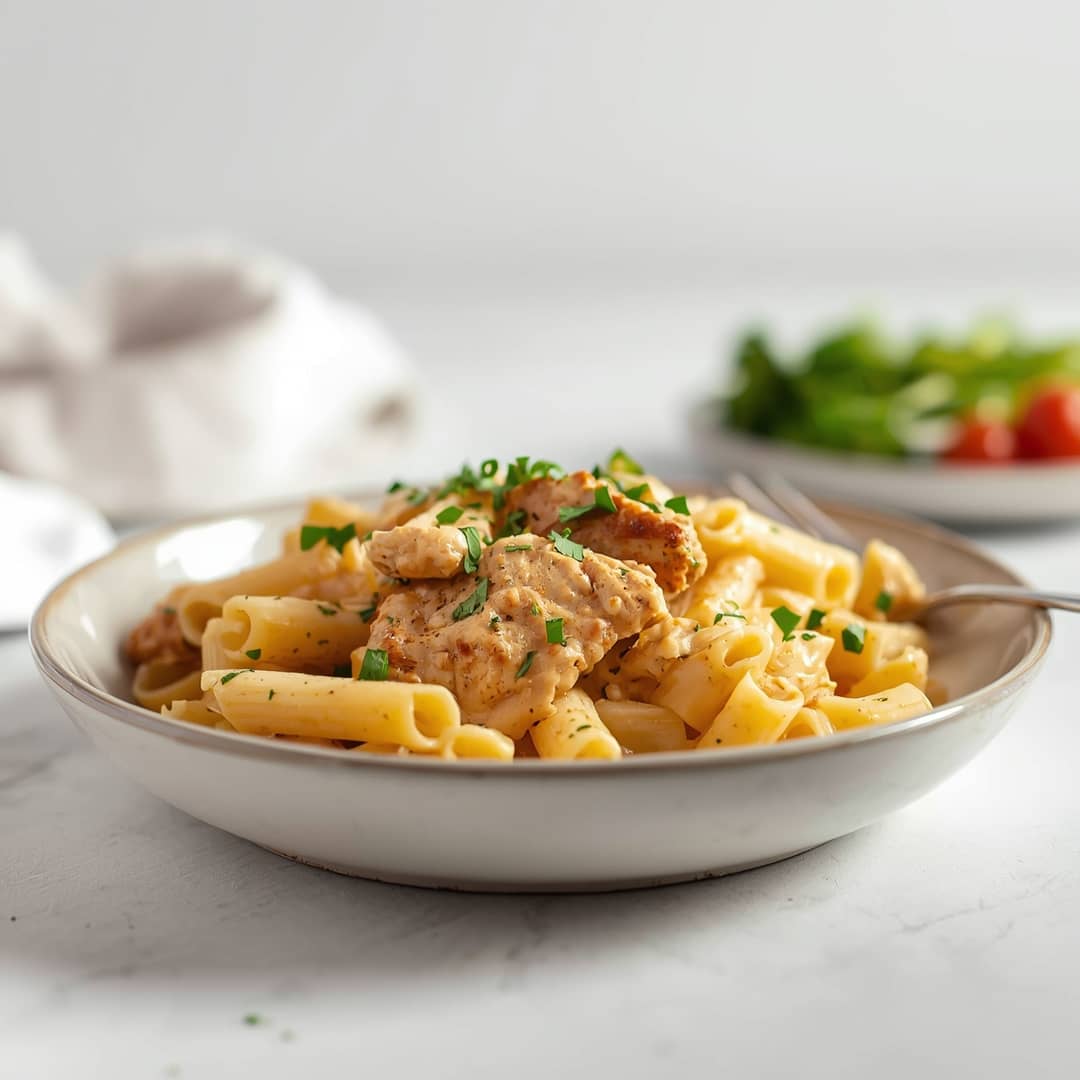 Crock Pot Creamy Cajun Chicken Pasta - golden baked melted cheese crust with saucy edges with freshly grated Parmigiano-Reggiano and torn basil