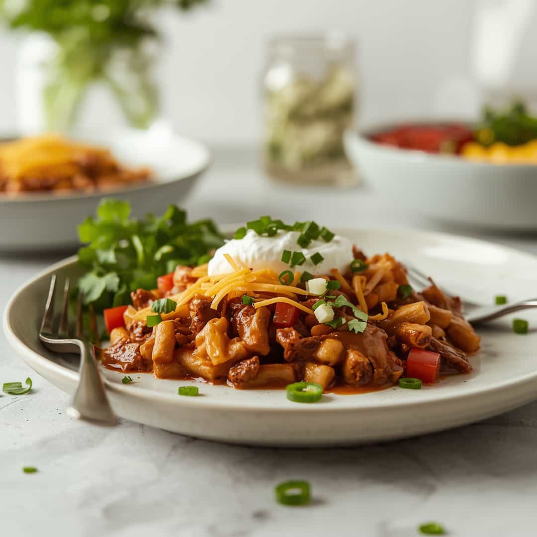 Crockpot Taco Casserole - homemade dish showcasing wholesome fresh ingredients with microgreens and lemon zest
