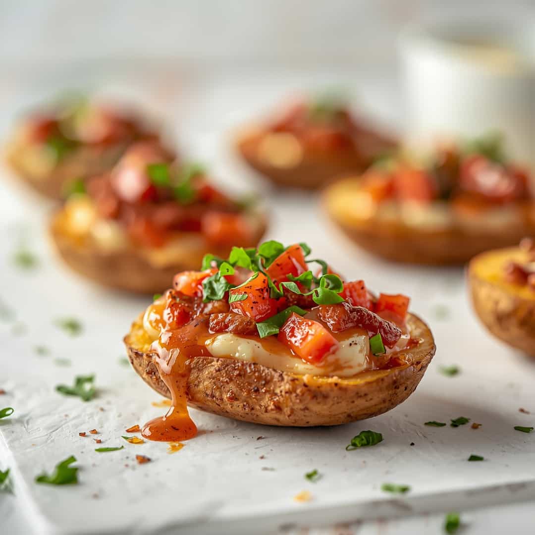 Easy Baked Potato Skins - homemade dish showcasing wholesome fresh ingredients with microgreens and lemon zest