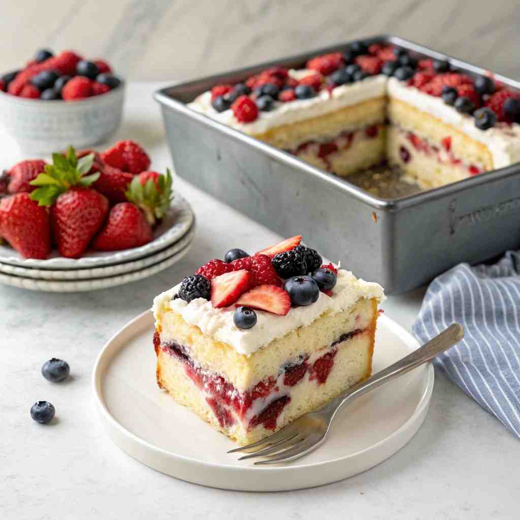 Easy Berry Chantilly Cake - tender with a light drizzle of sweet glaze