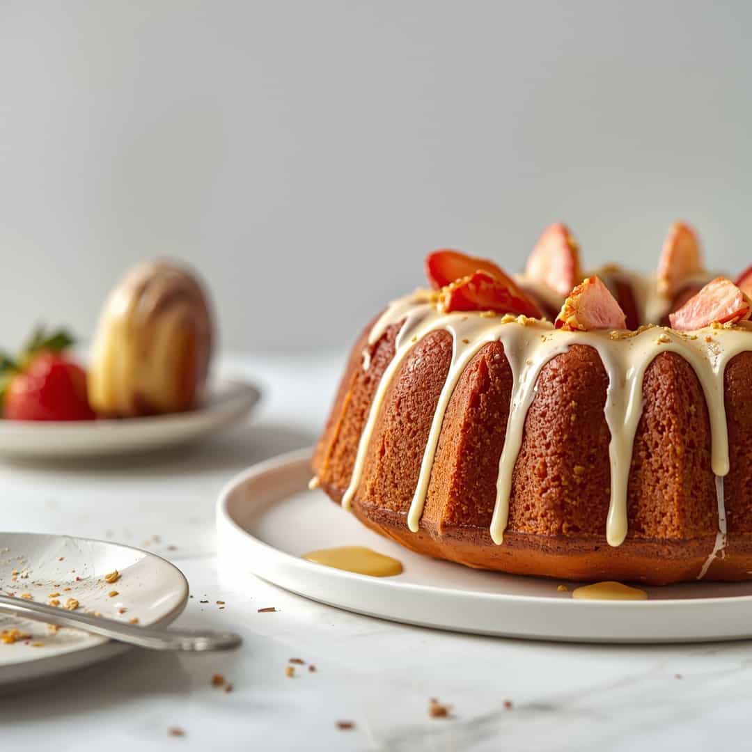 Easy Boston Cream Bundt Cake - tender with a light drizzle of sweet glaze