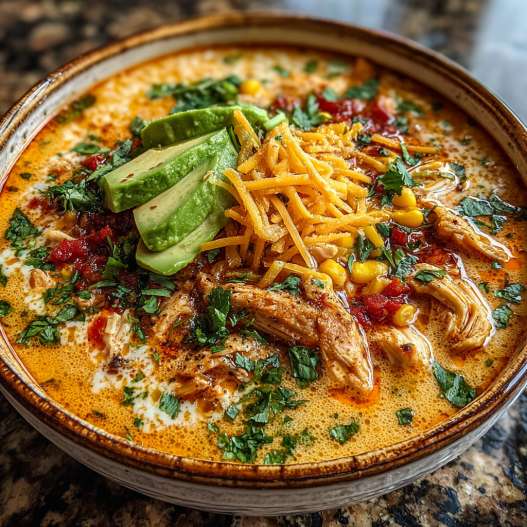 Easy Chicken Taco Soup - comforting homemade broth with tender vegetables with chopped fresh Italian parsley