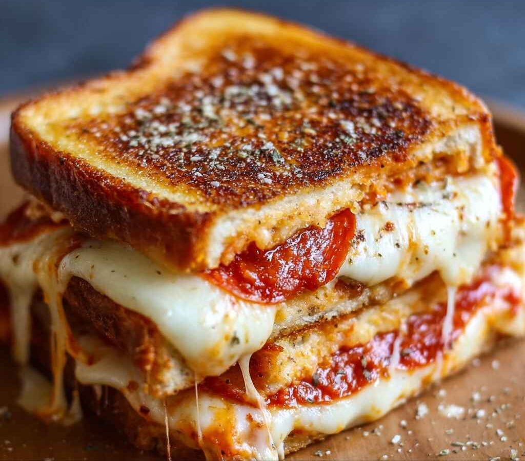 Easy Pizza Grilled Cheese - homemade dish showcasing wholesome fresh ingredients with microgreens and lemon zest
