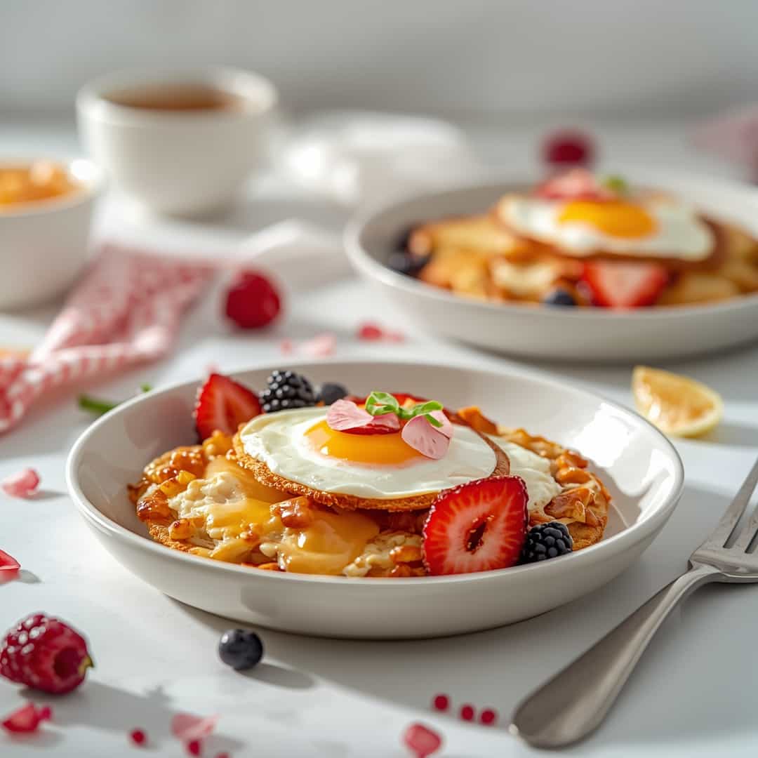 Easy Valentine's Day Breakfast Ideas - homemade dish showcasing wholesome fresh ingredients with microgreens and lemon zest
