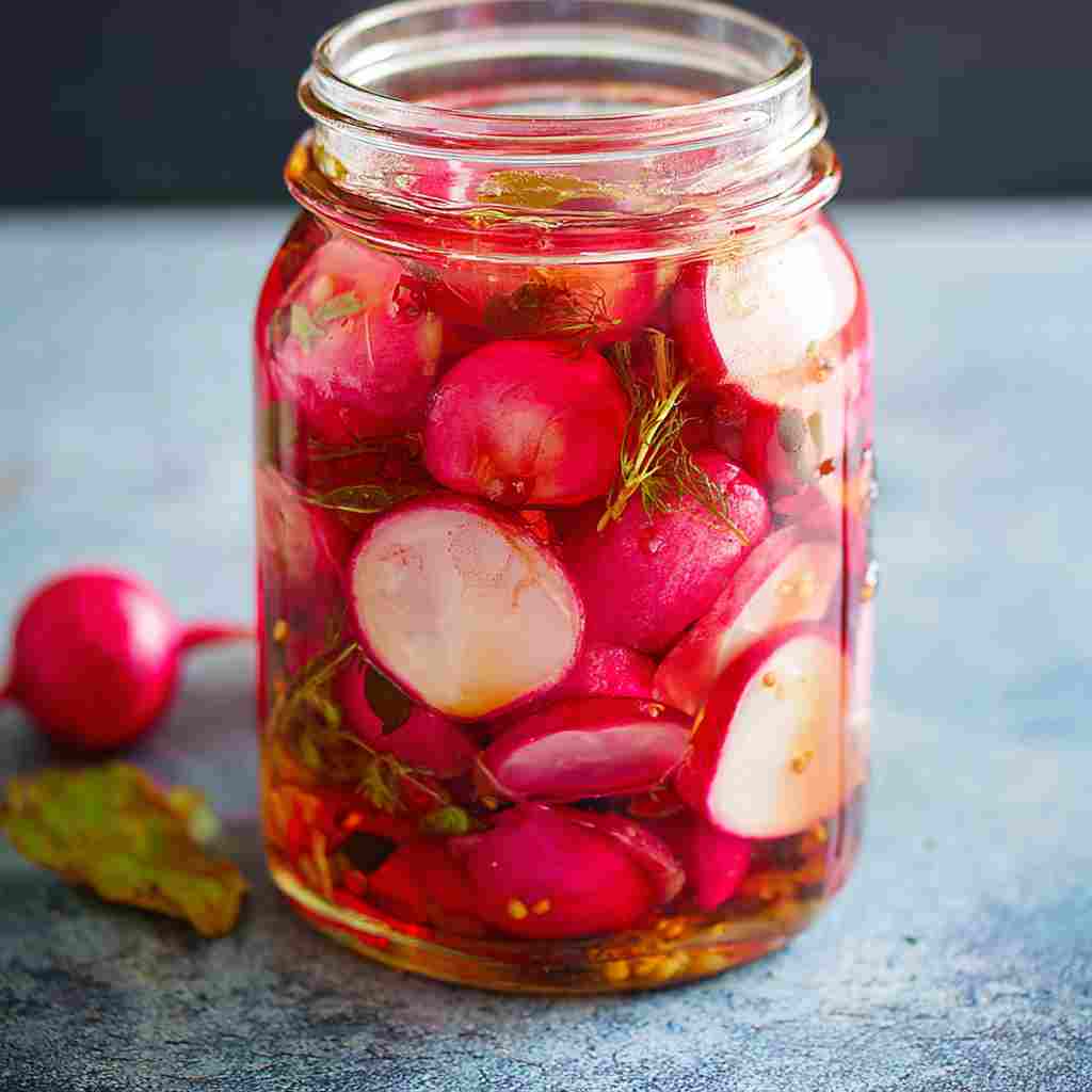 Fridge Pickled Radish Recipe - homemade dish showcasing wholesome fresh ingredients with microgreens and lemon zest