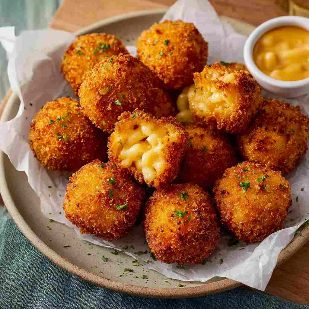 Fried Mac and Cheese Bites - delicate melt-in-your-mouth crumb with colorful sprinkles