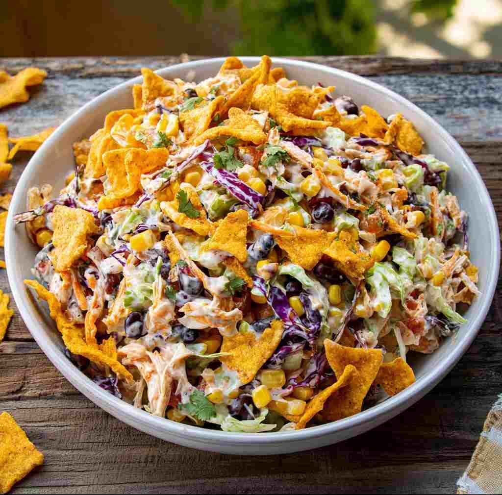 Frito Cowboy Cabbage - homemade dish showcasing wholesome fresh ingredients with microgreens and lemon zest