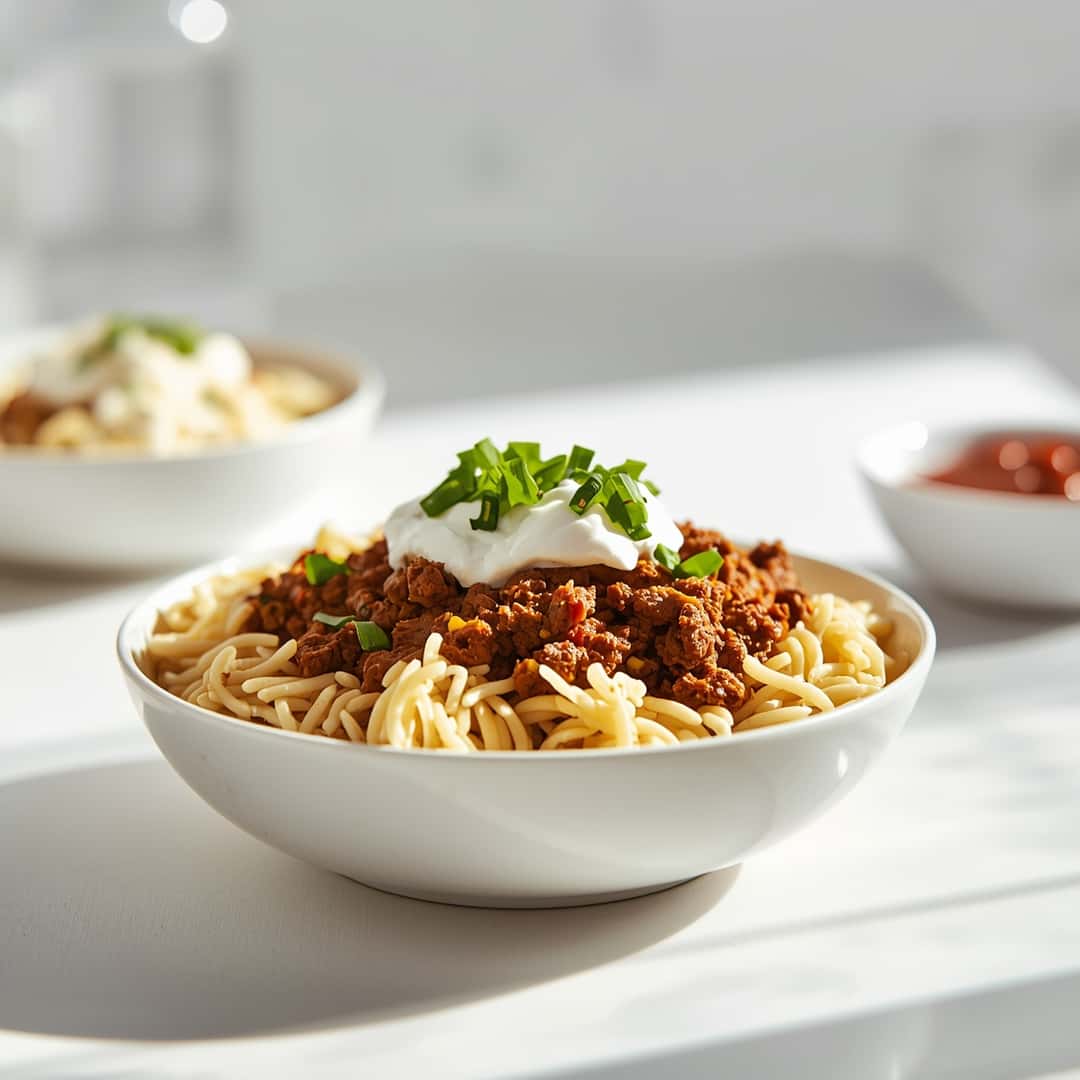 Ground Beef Burrito Bowl - colorful crunchy medley with radiant fresh textures with a light drizzle of vinaigrette